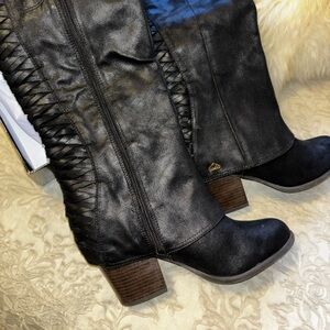 Fergalicious tall black boots new with box